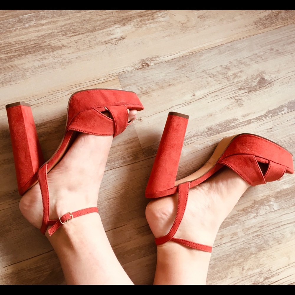 Rust Orange Platform Sandals - Picture 3 of 13